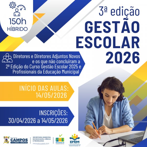 3ª EDIÇÃO DO CURSO DE GESTÃO ESCOLAR 2026