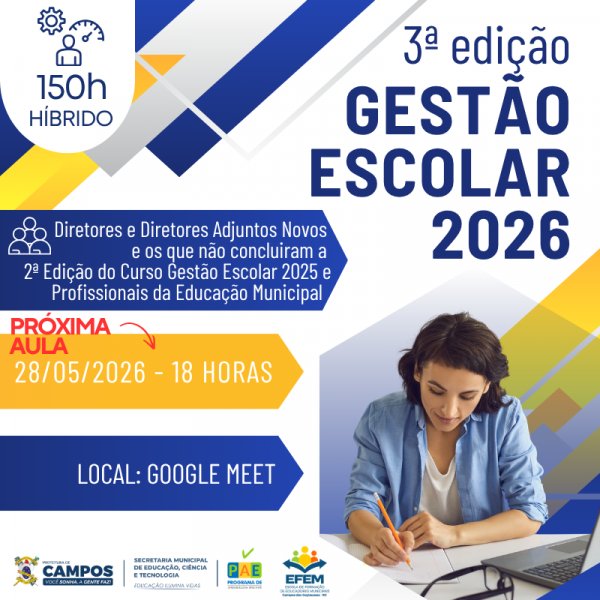 3ª EDIÇÃO DO CURSO DE GESTÃO ESCOLAR 2026