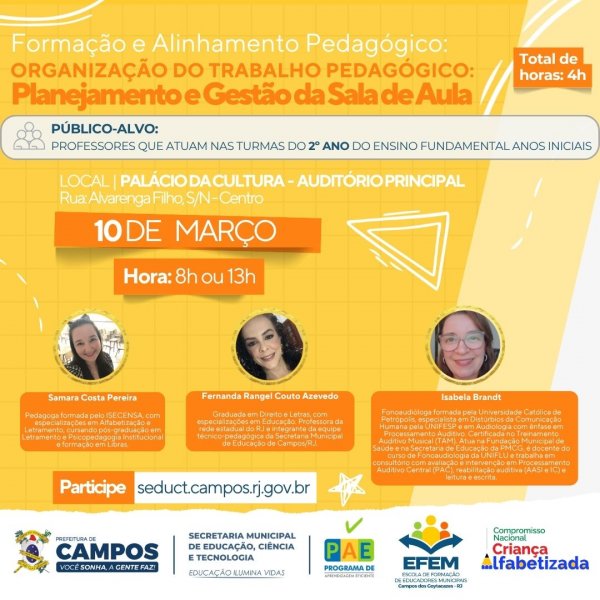 Formação e Alinhamento Pedagógico: Organização do Trabalho Pedagógico: Planejamento e Gestão da Sala de Aula