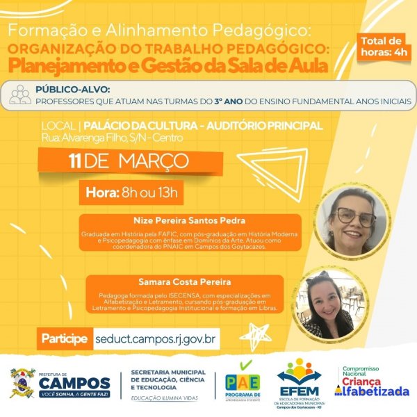 Formação e Alinhamento Pedagógico: Organização do Trabalho Pedagógico: Planejamento e Gestão da Sala de Aula