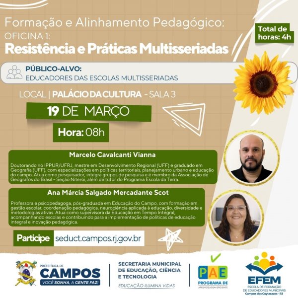Formação e Alinhamento Pedagógico: Oficina 1: Resistência e Práticas Multisseriadas