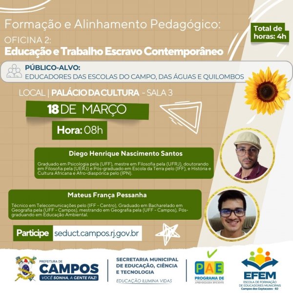 Formação e Alinhamento Pedagógico: Oficina 2: Educação e Trabalho Escravo Contemporâneo