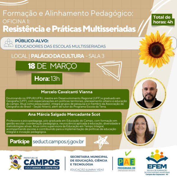 Formação e Alinhamento Pedagógico: Oficina 1: Resistência e Práticas Multisseriadas