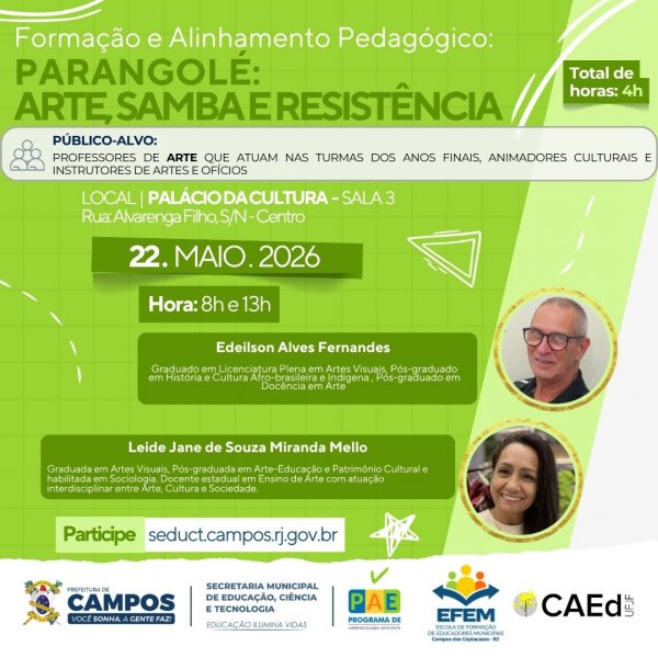 Formação e Alinhamento Pedagógico: Parangolé: Arte, Samba e Resistência