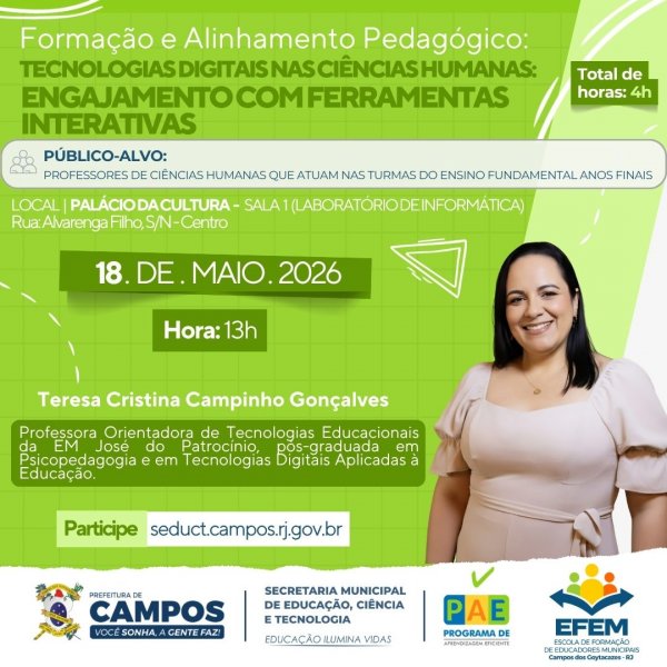 Formação e Alinhamento Pedagógico: Tecnologias Digitais nas Ciências Humanas: Engajamento com Ferramentas Interativas