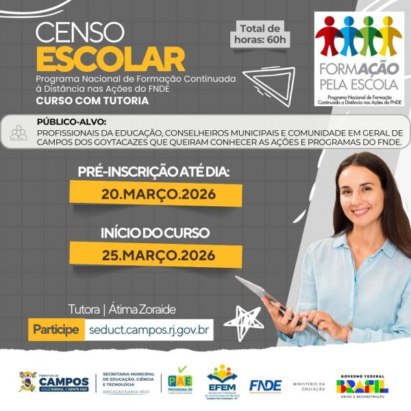 CURSO ONLINE CENSO ESCOLAR RJ - PROGRAMA FORMAÇÃO PELA ESCOLA - FPE