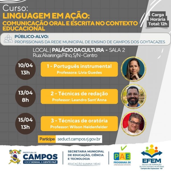Curso: Linguagem em ação: Comunicação oral e escrita no contexto educacional