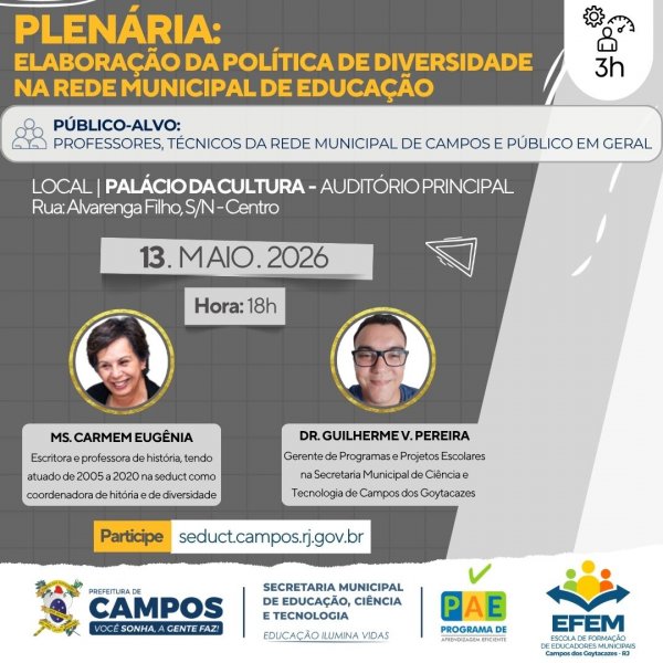 Plenária: Elaboração da Política de Diversidade na Rede Municipal de Educação