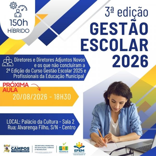 3ª EDIÇÃO DO CURSO DE GESTÃO ESCOLAR 2026