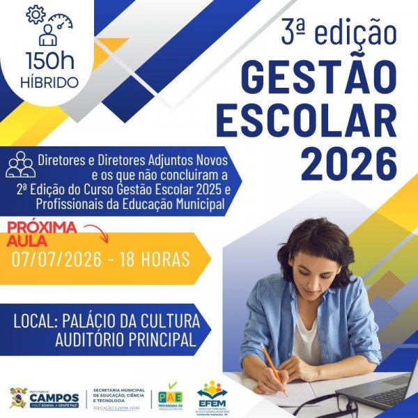 3ª EDIÇÃO DO CURSO DE GESTÃO ESCOLAR 2026