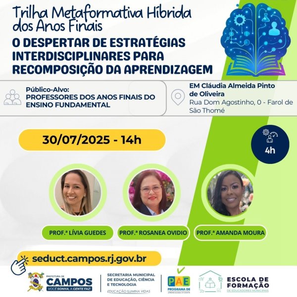 TRILHA METAFORMATIVA HÍBRIDA DOS ANOS FINAIS - O Despertar de Estratégias Interdisciplinares para Recomposição da Aprendizagem