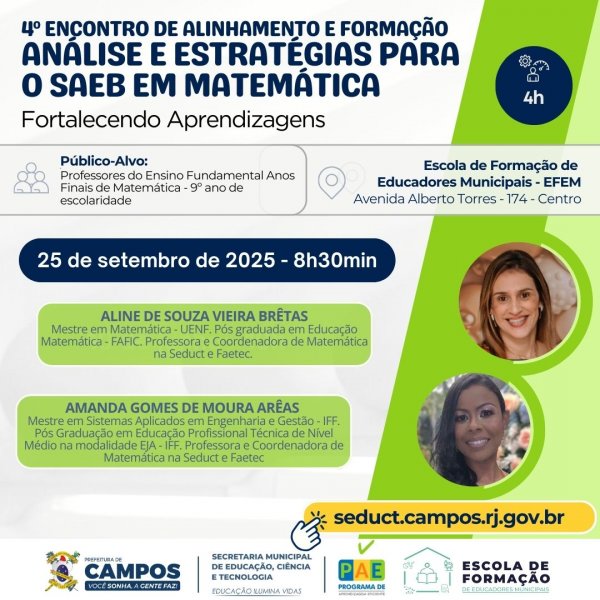 4º Encontro de Alinhamento e Formação Análise e Estratégias para o SAEB em Matemática - Fortalecendo Aprendizagens